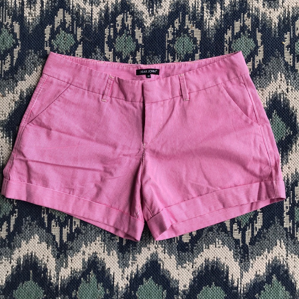 Dear John cuffed red & white shorts